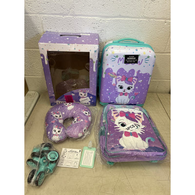 Inprof Cute Cat Kid’s Luggage Set 5-Piece Suitcase Set 16’’ Hardside Luggage