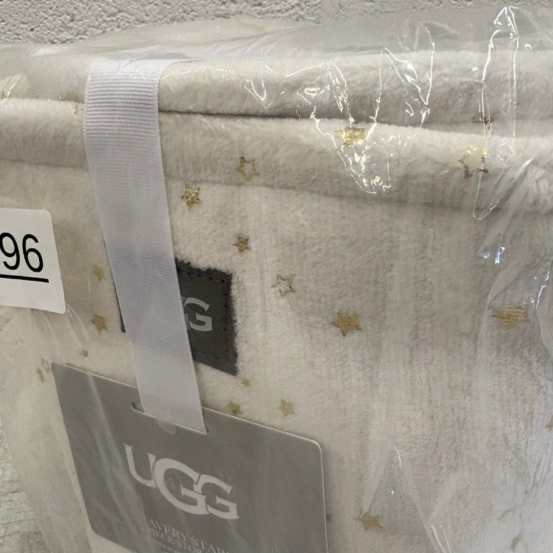 UGG Avery Stars 2-Piece Storage Square Bin & Round Waste Bin, Soft Fuzzy - White