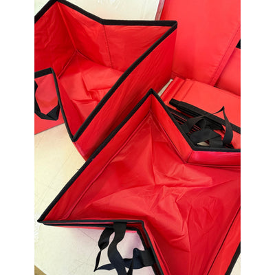 Christmas Ornament Storage Box with Removable Trays, up to 73 ornaments (Red)