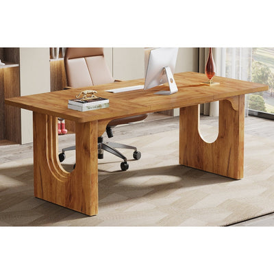 Tribesigns 71" Executive Desk Modern Computer Desk w Wood Double Pedestal, Brown