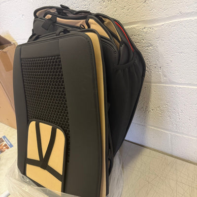 Chezope Full Set Leather Seat Covers Universal Fit for Most Vehicles - Black/Red