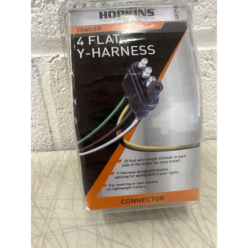 Hopkins 48255, 4 Flat Trailer End Y Harness Towing Connector 25 Feet, Tow Wiring