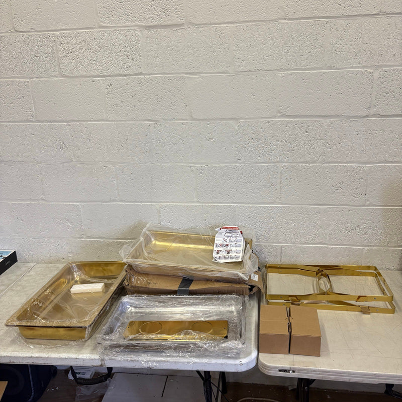 SET-OF-2 ROVSUN 9 QT Rectangle Gold Chafing Dish Buffet Set w Full Size Pans READ