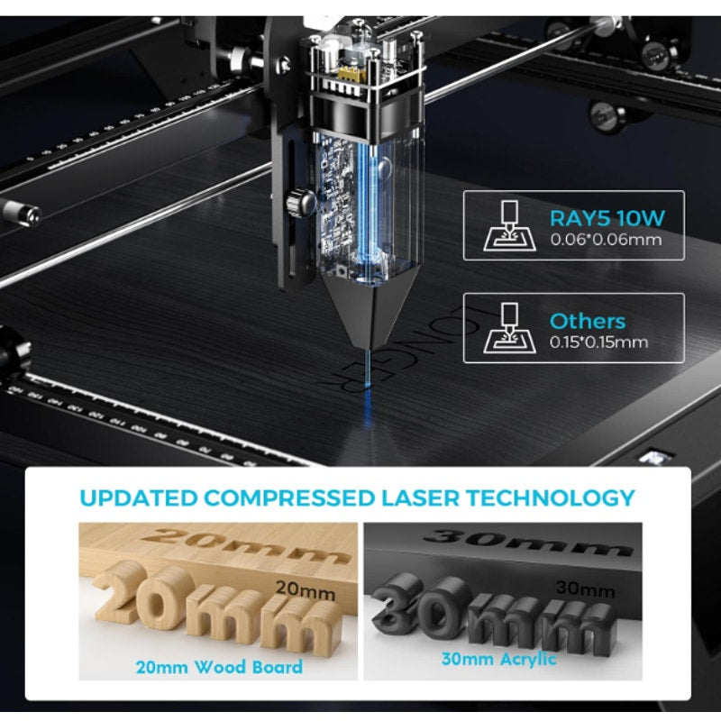 Longer RAY5 Laser Engraver, Laser Engraver 10W Engraving Area 15.75"x15.75"