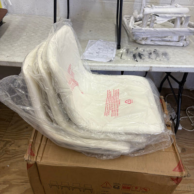 SET-OF-4 White Leather Chairs with Black Metal Legs 30 x 19 x 17 Inches Modern