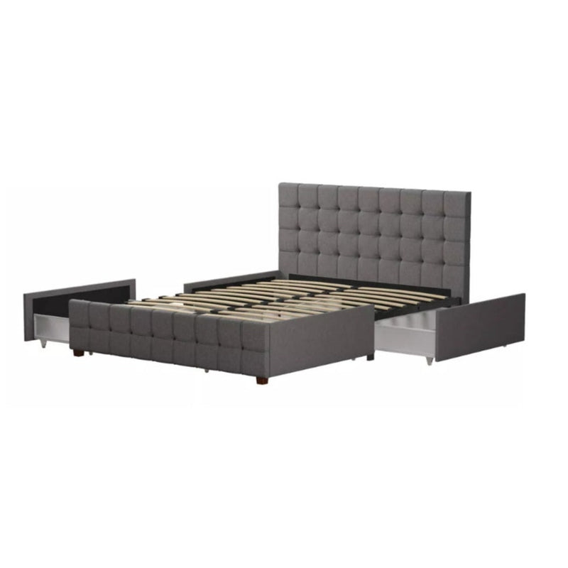 Elizabeth FULL Size Upholstered Bed with Storage Linen, Gray,  CosmoLiving