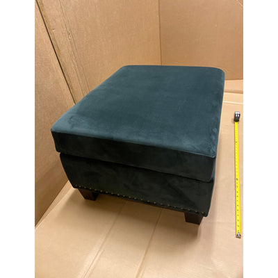 28x24x17" Ottoman w Storage, Soft Velvet, Living Room Furniture Green/Blue