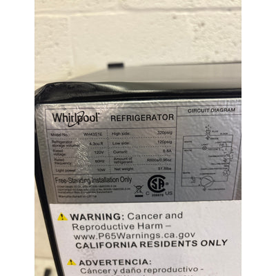 SEE DETAIL Whirlpool 4.3cu ft Mini Refrigerator Stainless Steel Freezer, Shelfs