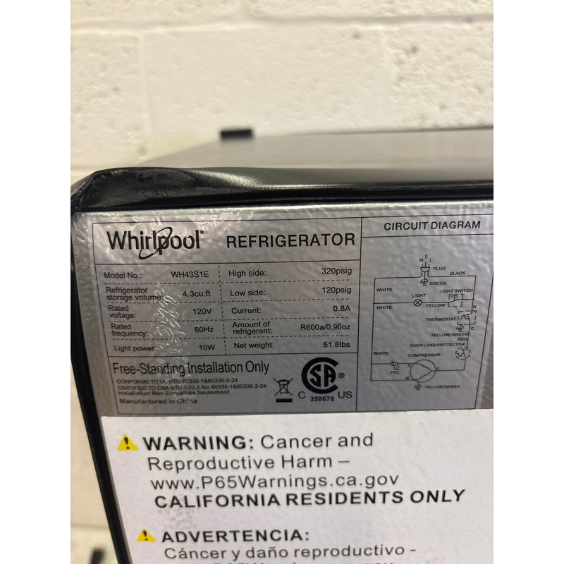 SEE DETAIL Whirlpool 4.3cu ft Mini Refrigerator Stainless Steel Freezer, Shelfs