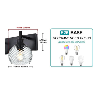 banato 2-Light Vanity Lighting Fixtures Bathroom Light, Over Mirror, Black