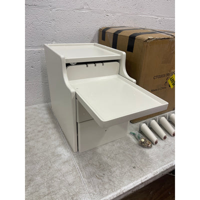 KASLANDI Solid Wood Nightstand with Legs, 2 Drawers & 2 Tier Shelf - Beige READ