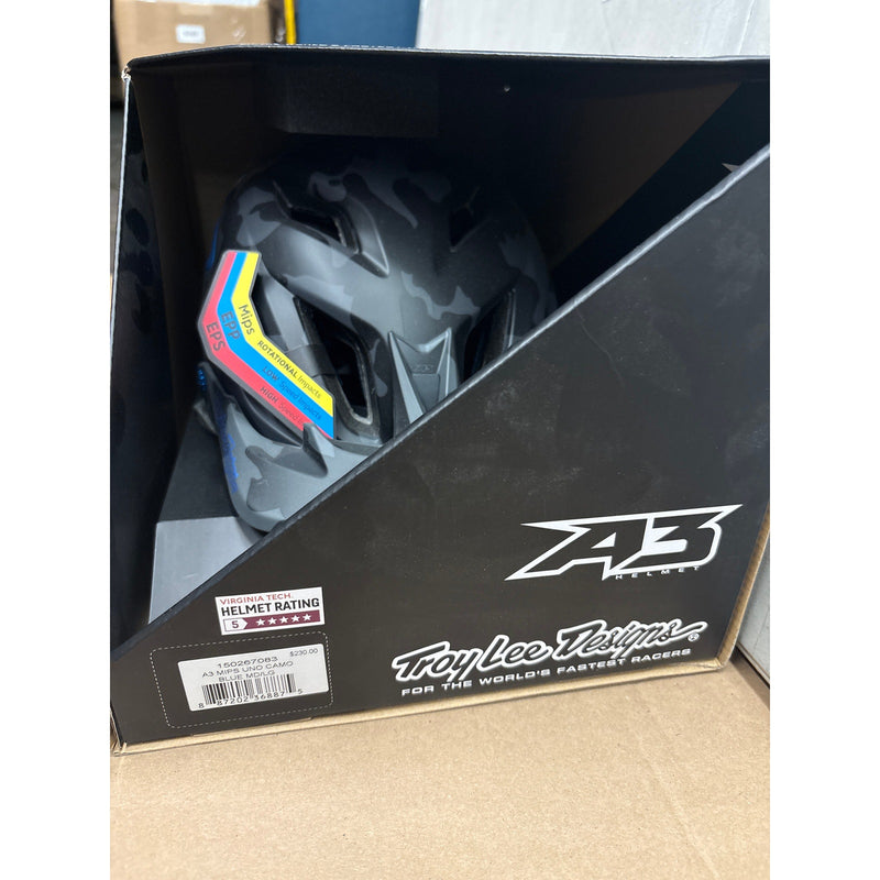 Troy Lee Designs A3 MIPS Helmet Medium/Large Uno Camo Blue 5 Star Helmet Rating