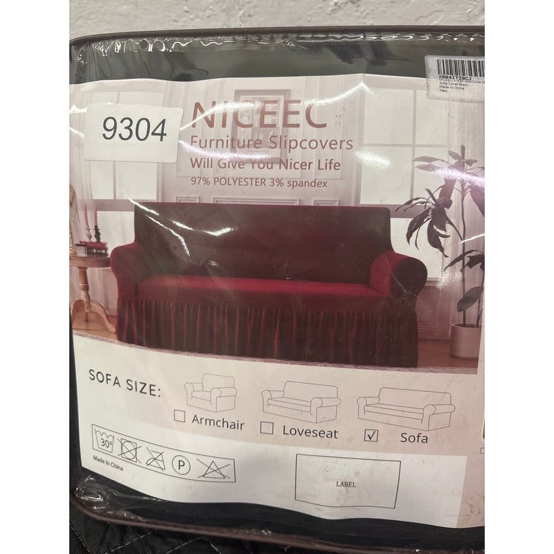 NICEEC Sofa Cover Super Soft 1-Piece Black Sofa Slipcover Protector with Skirt