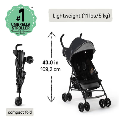 Ingenuity 3D Mini Convenience Stroller, Lightweight Compact Fold - Black & Gray