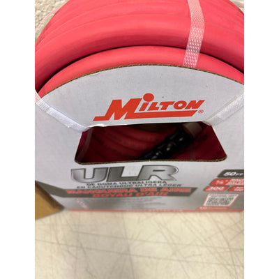 Milton Industries 1/2"x50' Rubber Air Hose, Ultra Lightweight 300 Max PSI - Red