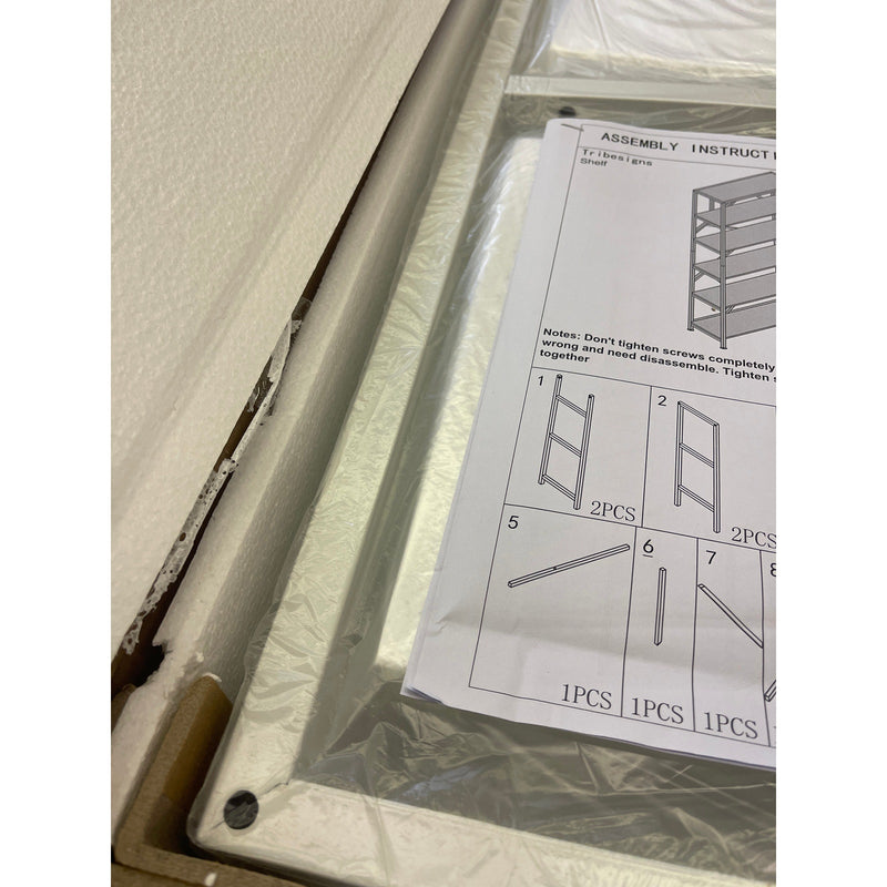 Tribesigns White Metal 6 -Shelf Bookcase 71" x 32" x 12" Storage Rack, Modern