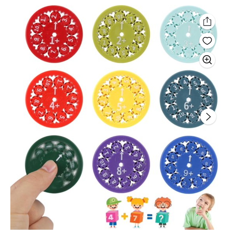 5-Sets Math Fidget Spinners Educational Toys Addition & Subtraction 9-pcs / Set