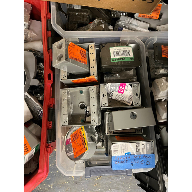 Full Pallet of Mixed Electrical Boxes, Outlet Covers, Circle Covers, Switch & Outlet Boxes