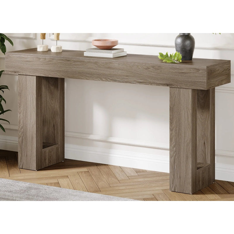 Tribesigns 63" Console Table Farmhouse Wooden Sofa Table Entryway Table - Gray