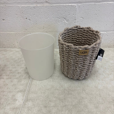 Ugg Melange Waste Bin with Plastic Insert & Woven Rope Design, 9"x10.5" - Tan