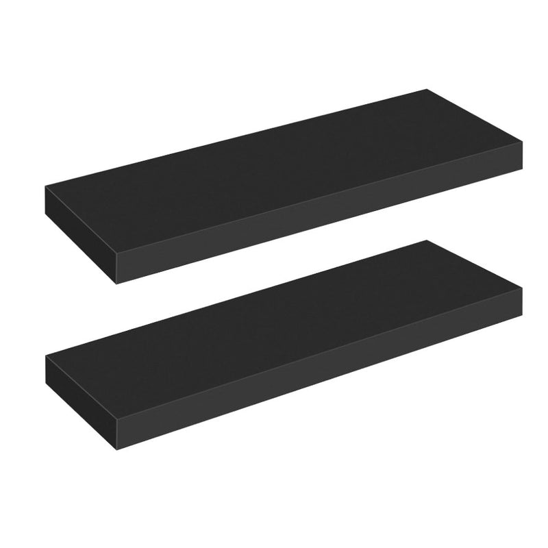 2-Pack Floating Wall Shelves Black 24x8x1.5" Invisible Brackets, Modern Storage