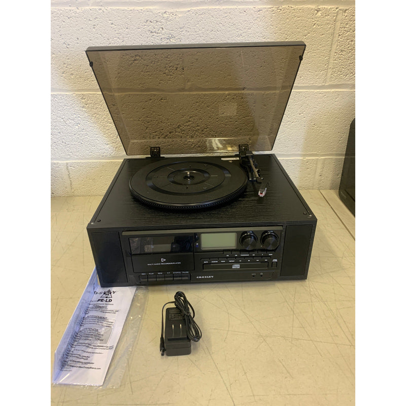Crosley CR7010A-BK Ridgemont 3-Speed Turntable with Bluetooth, AM/FM Radio