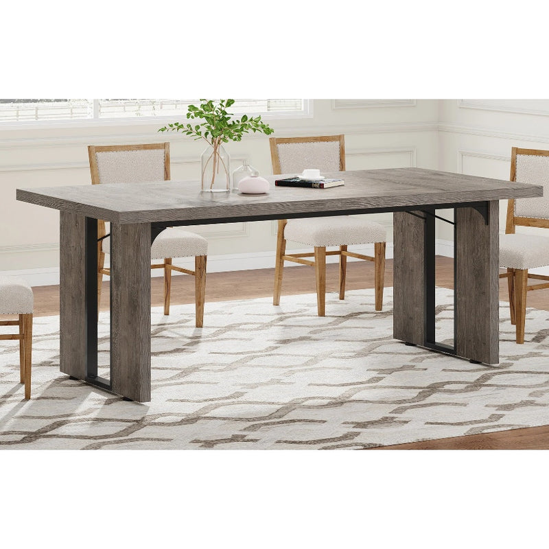 Tribesigns Rectangular Dining Table 71" Farmhouse Table 6-8 People, Gray