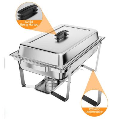 SET-OF-6 GARVEE 8QT Chafing Dish Buffet Stainless Steel Food Servers w Water Pan