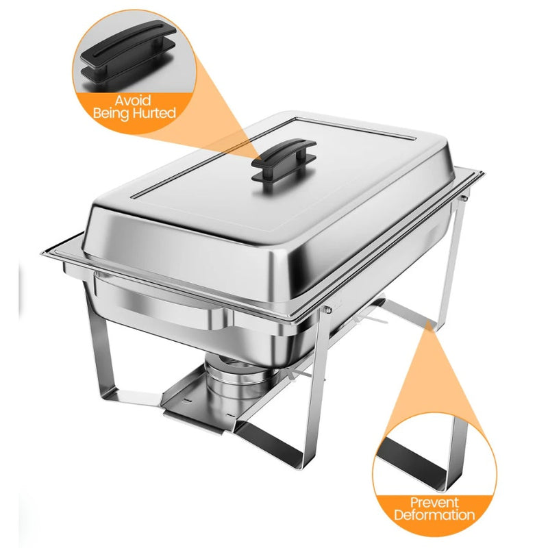 SET-OF-6 GARVEE 8QT Chafing Dish Buffet Stainless Steel Food Servers w Water Pan