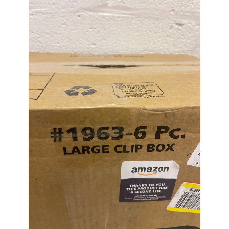 Sterilite 6-Pack Clip Box, Clear Storage for Crafts Supplies Office Items Large