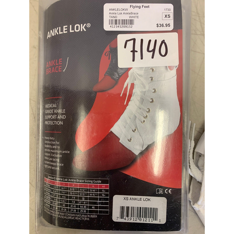 Swede-O Ankle Lok Support with Knit Tongue, Extra Small Ankle Brace White