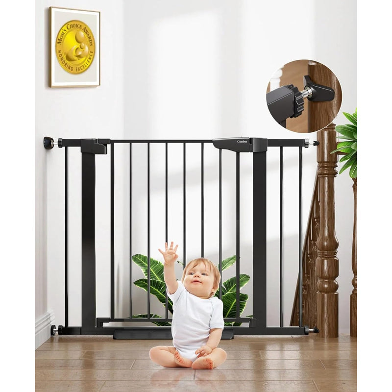 Cumbor 29.7-40.6" Baby Gate, Pressure Mounted, Auto-Close, 30"H,  Black