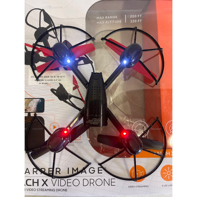 Sharper Image Drone Mach X Outdoor Video Streaming Camera 200 Ft Range - Black