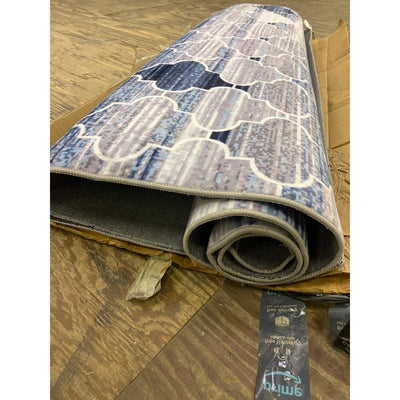 6' x 9' Blue & White Large Area Rug Soft Abstract Design, Geometric, 100% Polyester
