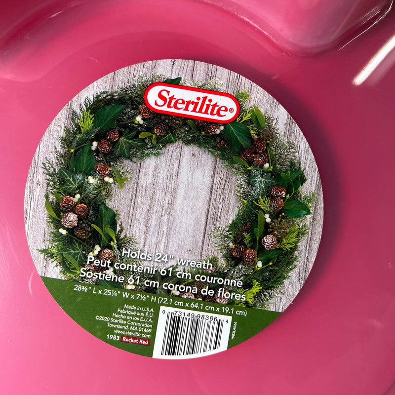 Sterilite Red Plastic Nesting Wreath Box for 24-in Wreaths, 4 Latch w Handle