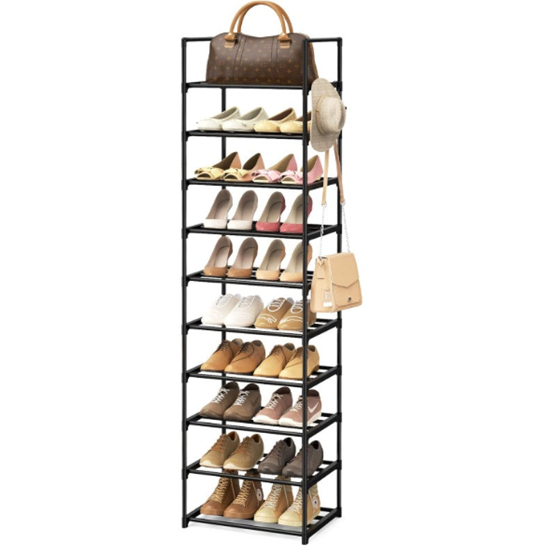 Wexcise Narrow Shoe Rack 10-Tiers Tall Shoe Rack for Entryway 20-24 Pairs, Black