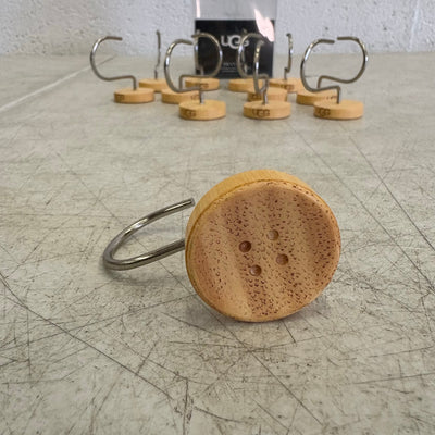 Ugg Brannan 12-Piece Button Shower Curtain Hooks, Bathroom Accessories - Tan