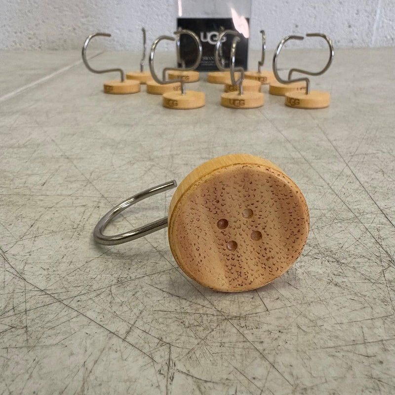 Ugg Brannan 12-Piece Button Shower Curtain Hooks, Bathroom Accessories - Tan