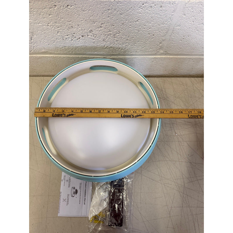 Bladeless Round Ceiling Fan Light with Remote Control, 14in Light Blue Fandelier