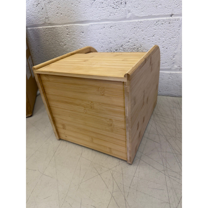 DYNAMI Bamboo Rice Dry Storage Box with Sliding Lid & Measuring Cup, Wood Color
