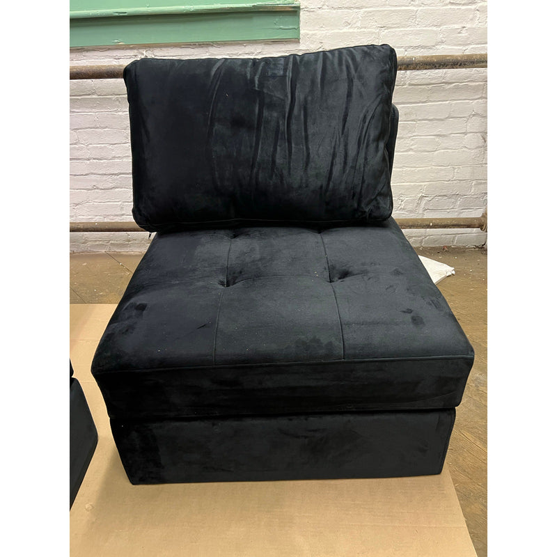 26 x 26 x 17" Chair with Storage, Seat/Ottoman Velvet Soft, Living Room - Black