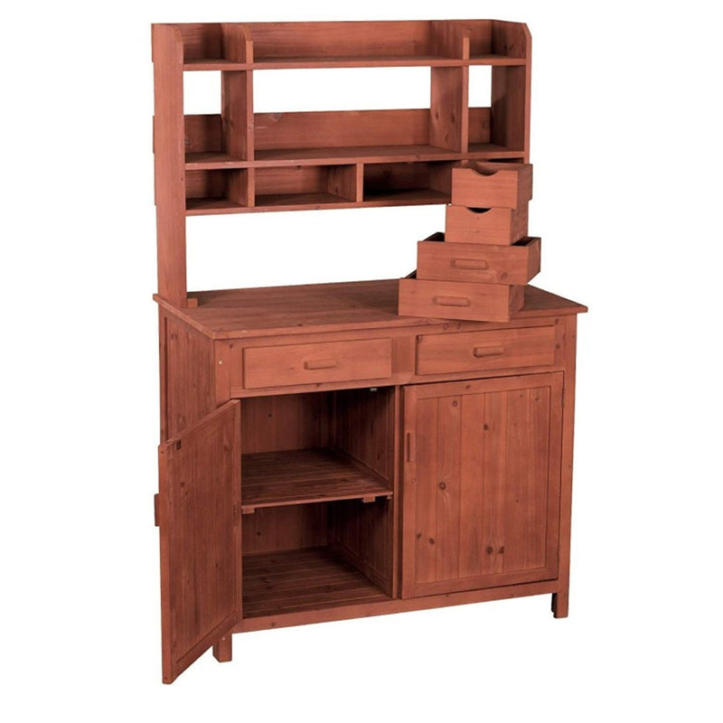 Wooden Potting Bench With Storage, 2 Doors, 42"W x 24"D x 67”H Leisure Season