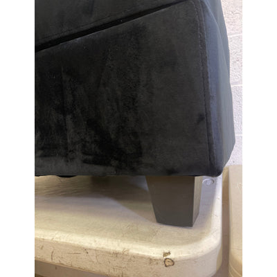 Silla de 66 x 66 x 43 cm con almacenamiento, asiento/otomana de terciopelo suave, para sala de estar, color negro