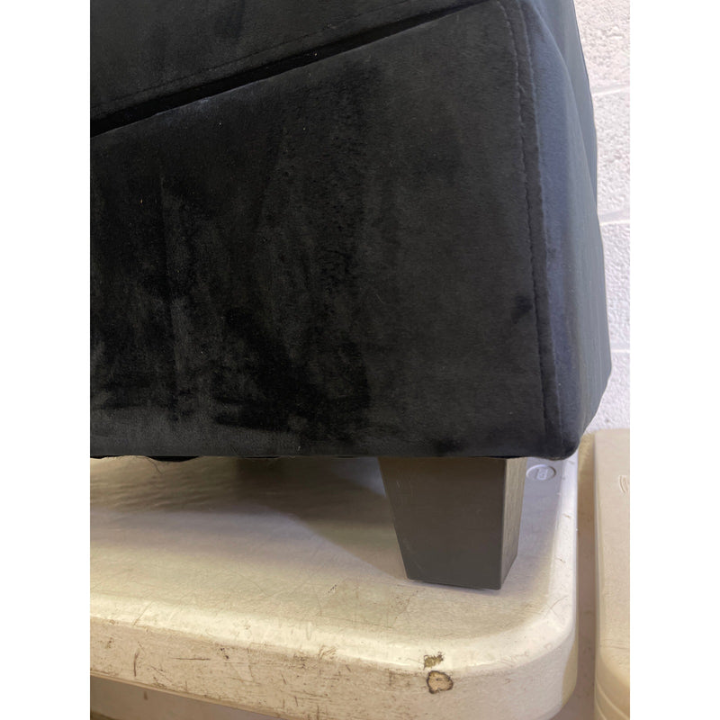 Silla de 66 x 66 x 43 cm con almacenamiento, asiento/otomana de terciopelo suave, para sala de estar, color negro