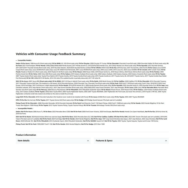 Chezope Full Set Leather Seat Covers Universal Fit for Most Vehicles - Black/Red