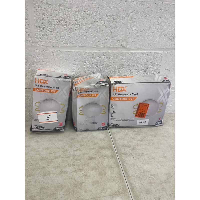 LOT-OF-90 HDX N95 Non Valve Respirator Face Mask, Contour Fit, Head Straps