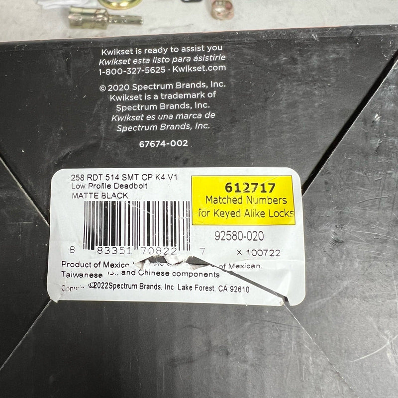 Kwikset Uptown Deadbolt Keyed One Side Round, SmartKey Matte Black SEE DETAILS