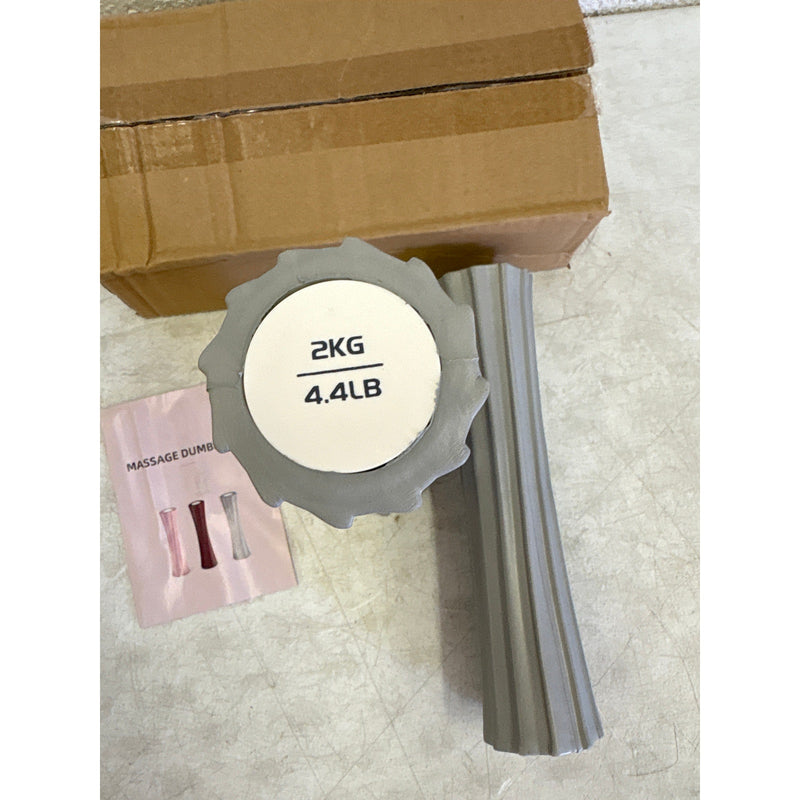 Set-of-2, 4.4-lb Yoga Foam Shaft Roller Dumbbell Hand Weights, Soft - Gray