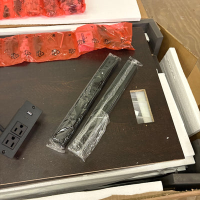 Mobile File Cabinet w Wheels, Power Outlet, 2 Drawers, USB-C & USB Outlet, Brown