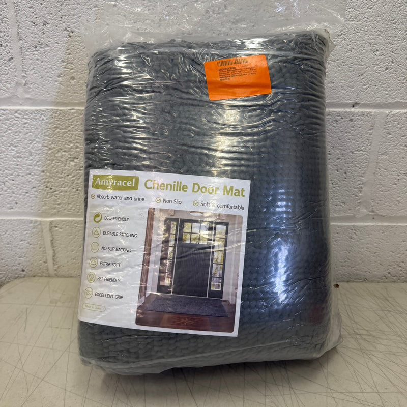 96" x 48" Large Absorbent Soft Chenille Doormat, Quick Dry, Washable Rug - Gray